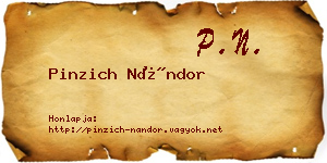 Pinzich Nándor névjegykártya